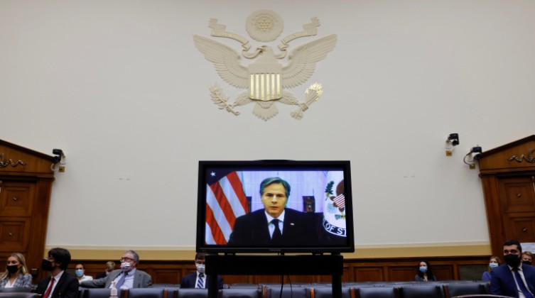 Blinken testifies on the U.S. withdrawal from Afghanistan at a virtual hearing of the House Foreign Affairs Committee in Washington