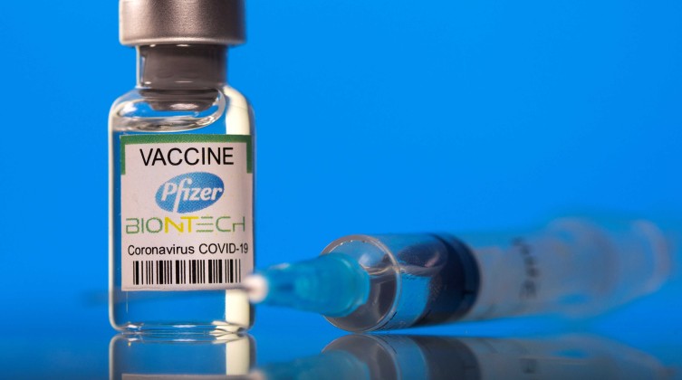 FILE PHOTO: Picture illustration of a vial labelled with the Pfizer-BioNTech coronavirus disease (COVID-19) vaccine