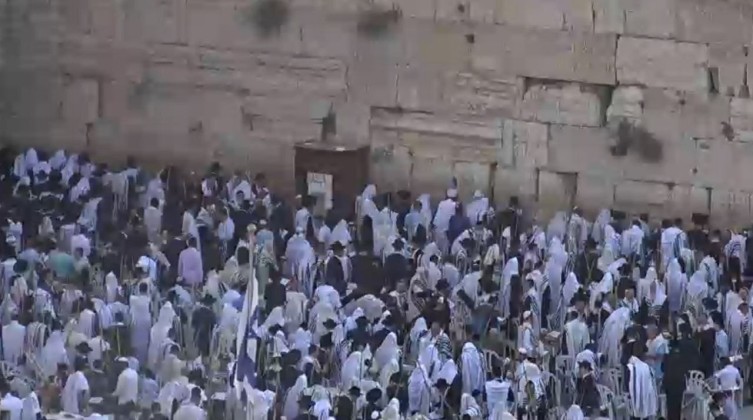 بالصور: "القدس المحتلة": مئات المستوطنين يؤدون طقوسا تلمودية عند حائط البراق