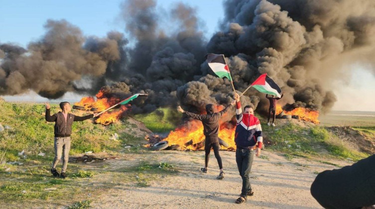 فعاليات قرب الشريط الحدودي شرق غزة تنديدا بمجزرة جنين