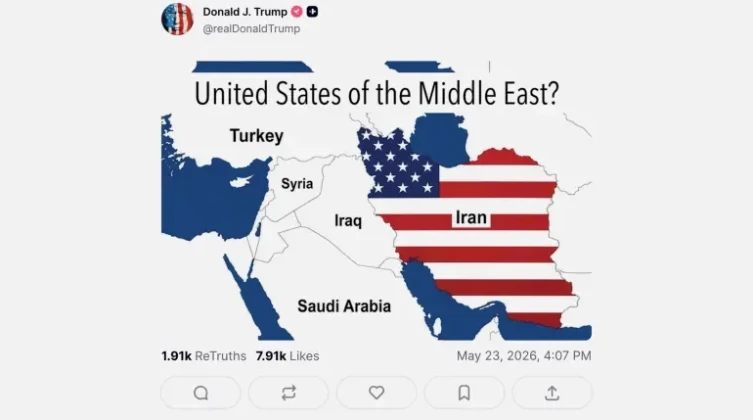 ترمب ينشر على حسابه خريطة إيران مظللة بالعلم الأمريكي